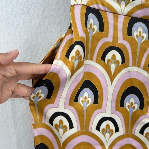 House Of Harlow 1960 Multicolor Wide Leg Satin Deco Print Palazzo Pants Small - Picture 8 of 10